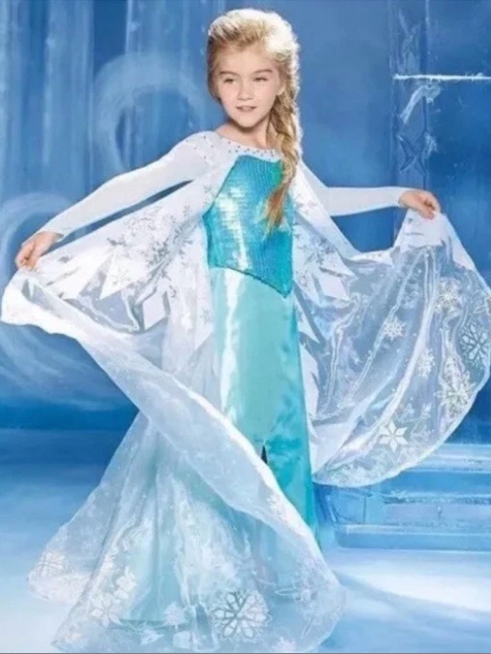 Disney Chasing Fireflies Elsa Frozen Costume Princess Deluxe Dress Gown 10/12 M